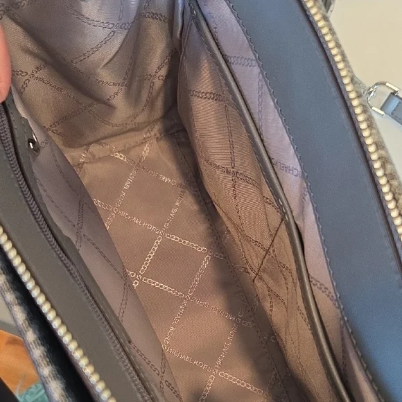 Michael Kors Gray Signature MK Medium Zip Satchel Crossbody - Picture 8 of 12